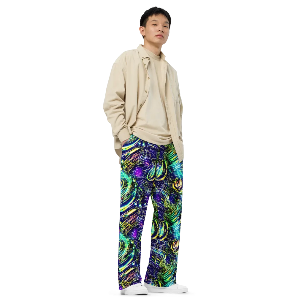 Futurist Fire on Wide-Leg Pants — Right Front
