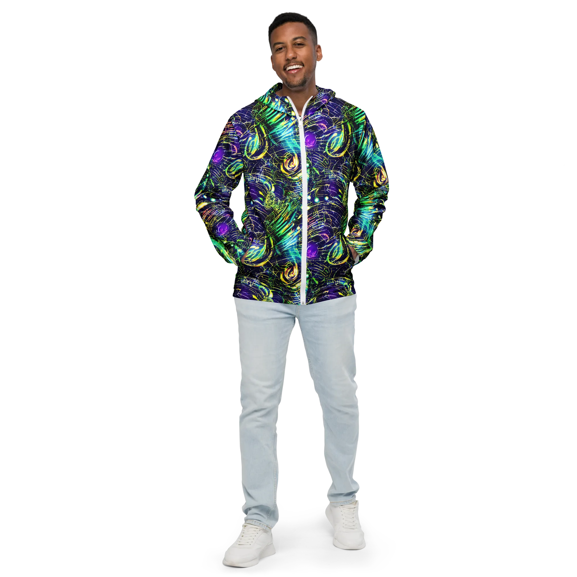 Futurist Fire on Men's Windbreaker — Front