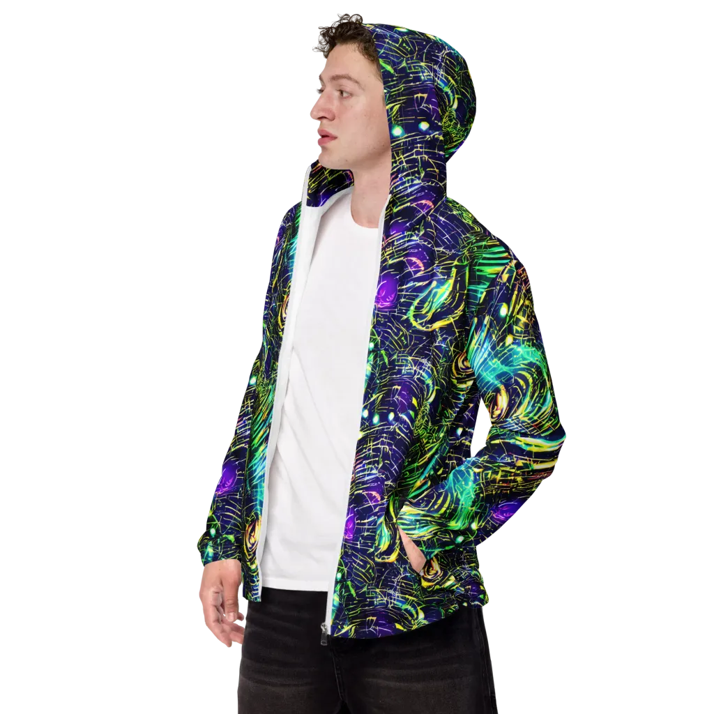 Futurist Fire on Men's Windbreaker — Left Front