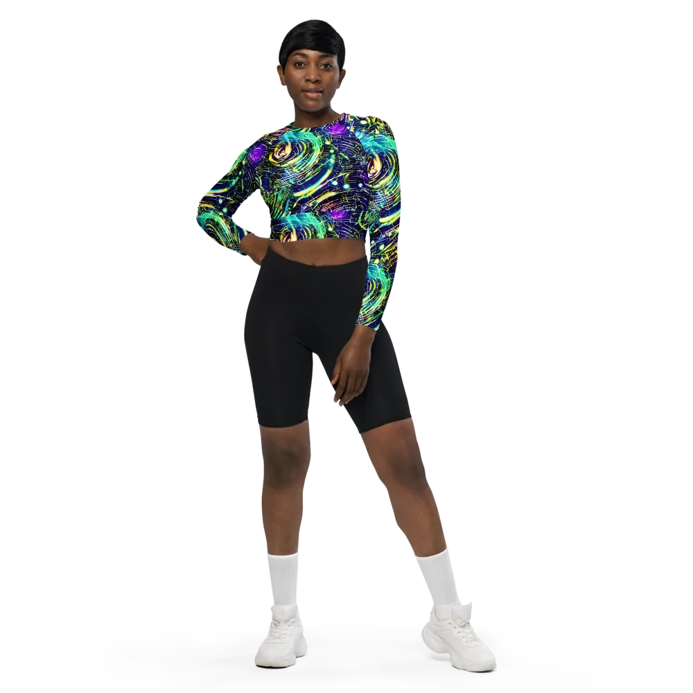 Futurist Fire on Long Sleeve Crop Top — Front