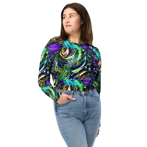 Futurist Fire on a Long Sleeve Crop Top