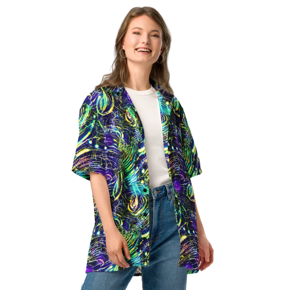 Futurist Fire on Button Shirt — Front
