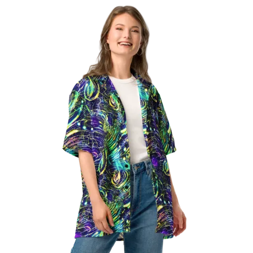 Futurist Fire on a Button Shirt