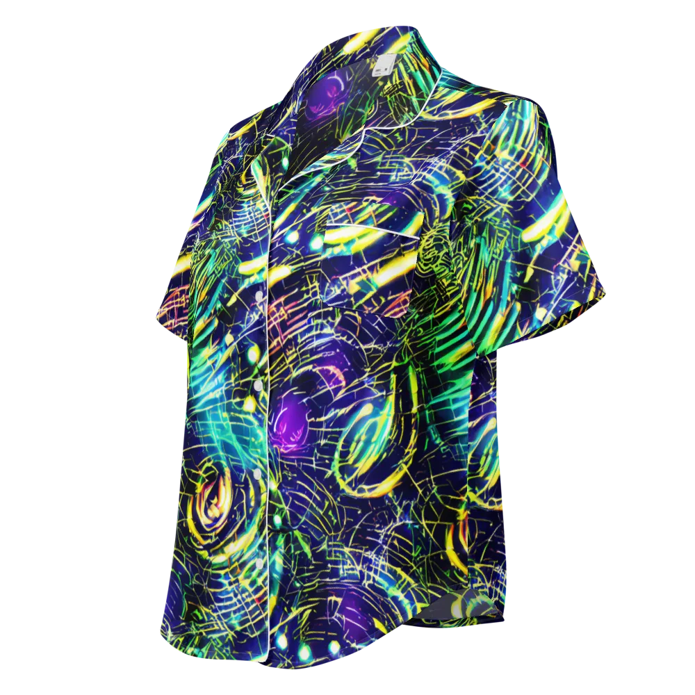 Futurist Fire on Women's Short Sleeve Pajama Top — Left Front