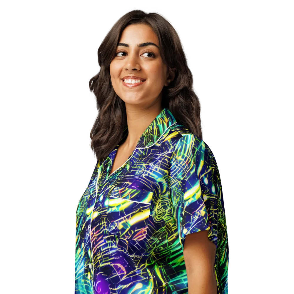 Futurist Fire on Women's Short Sleeve Pajama Top — Left Front