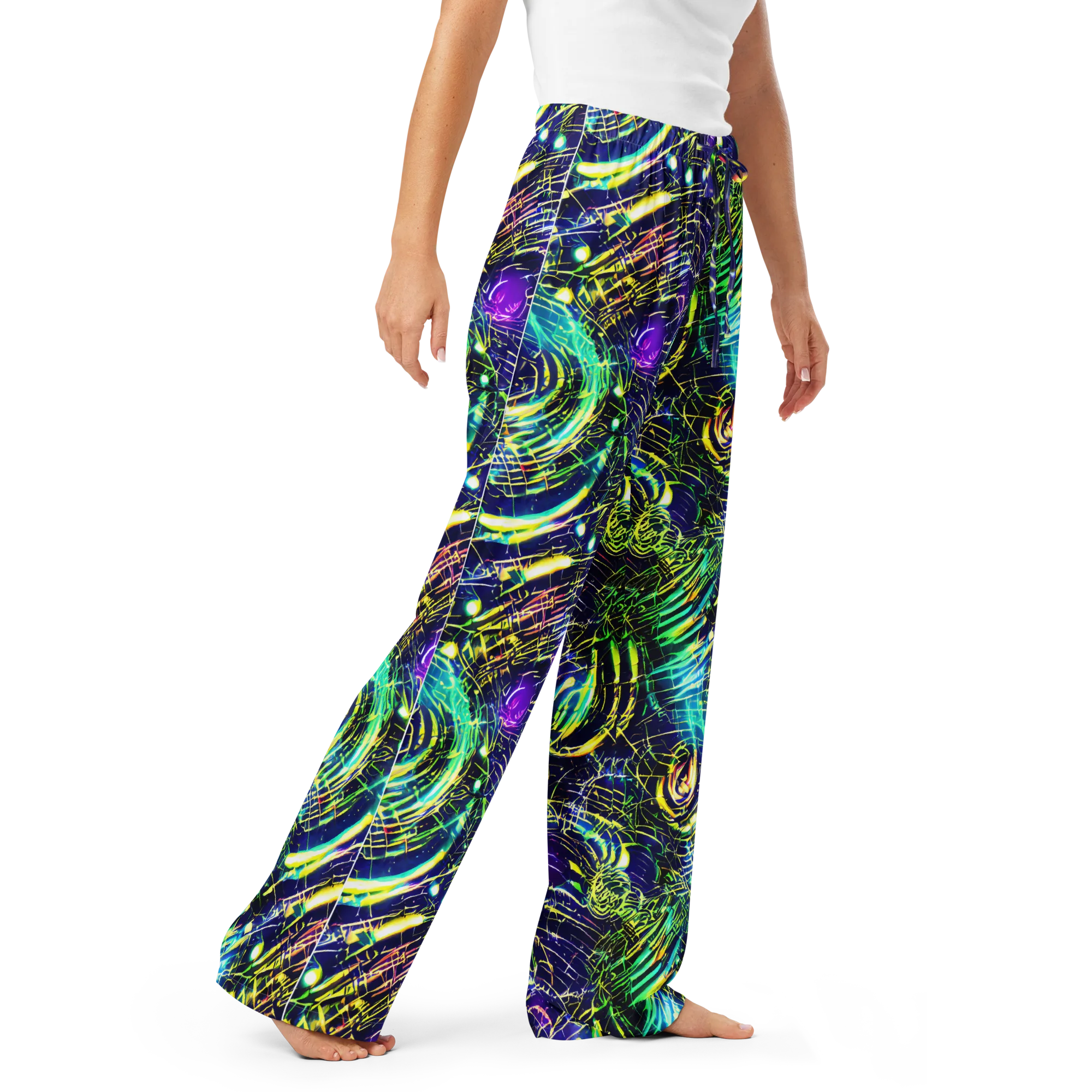 Futurist Fire on Women's Pajama Pants — Right Front
