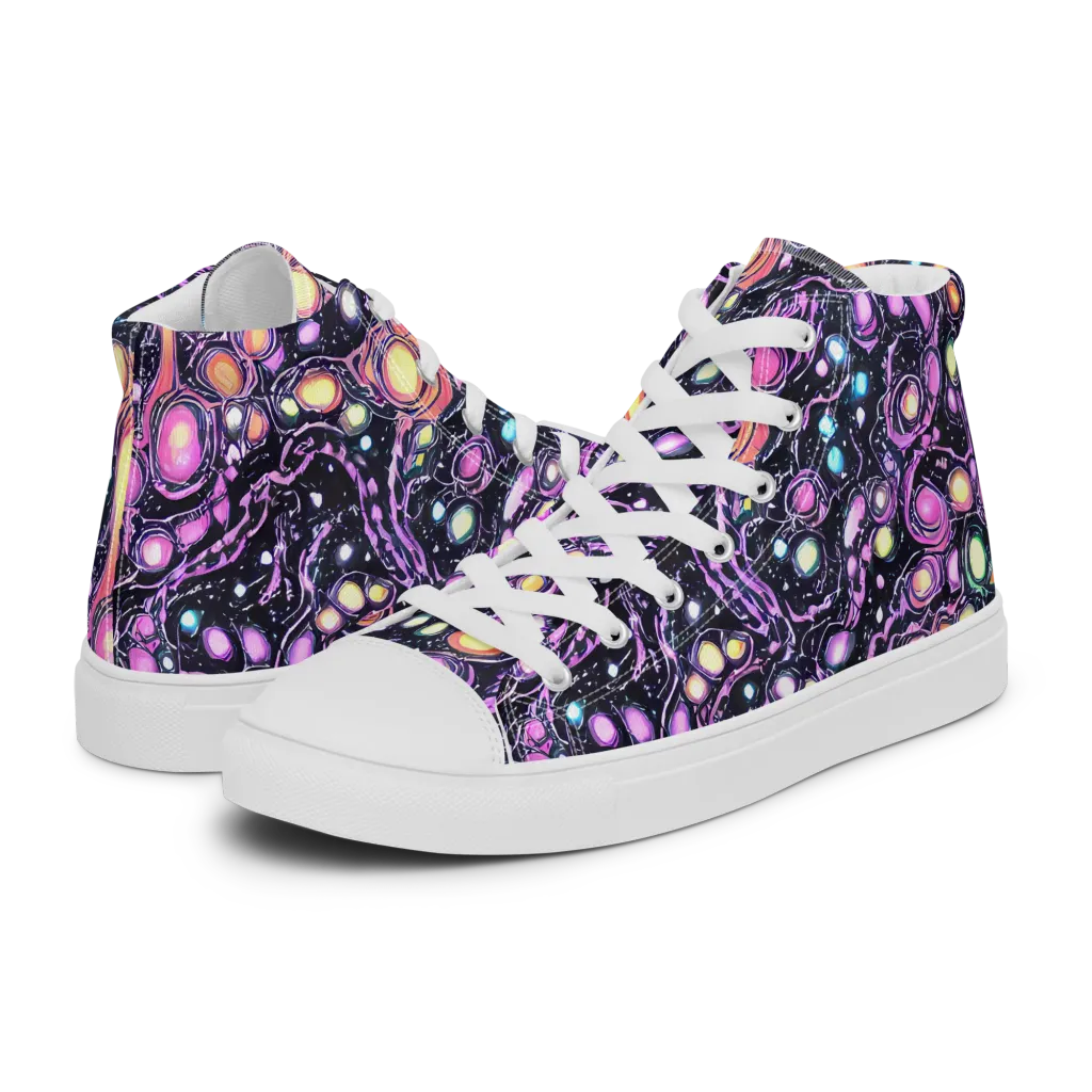 Prismatic Deep on Men's High Top Canvas Shoes — Left