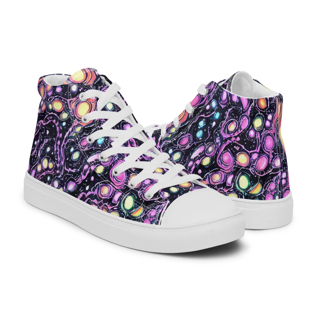 Prismatic Deep on Men's High Top Canvas Shoes — Right