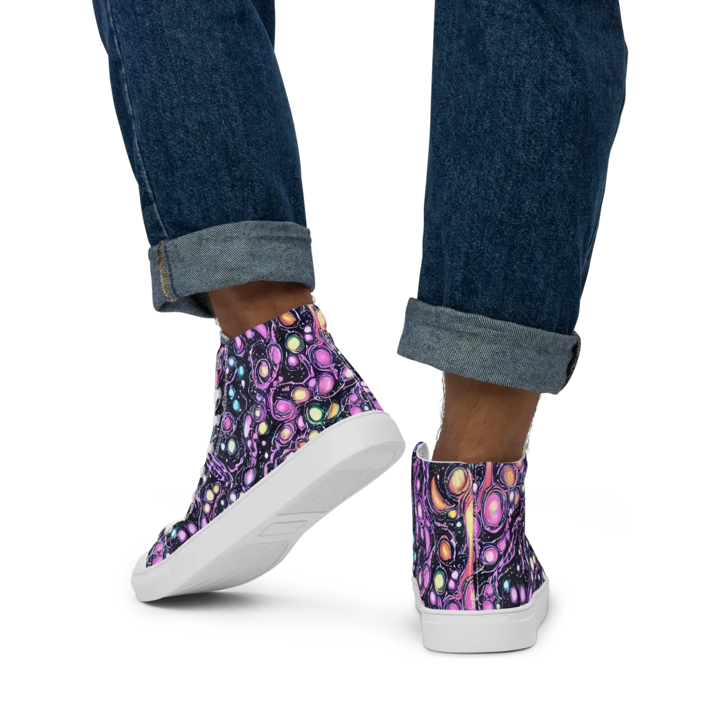 Prismatic Deep on Men's High Top Canvas Shoes — Back