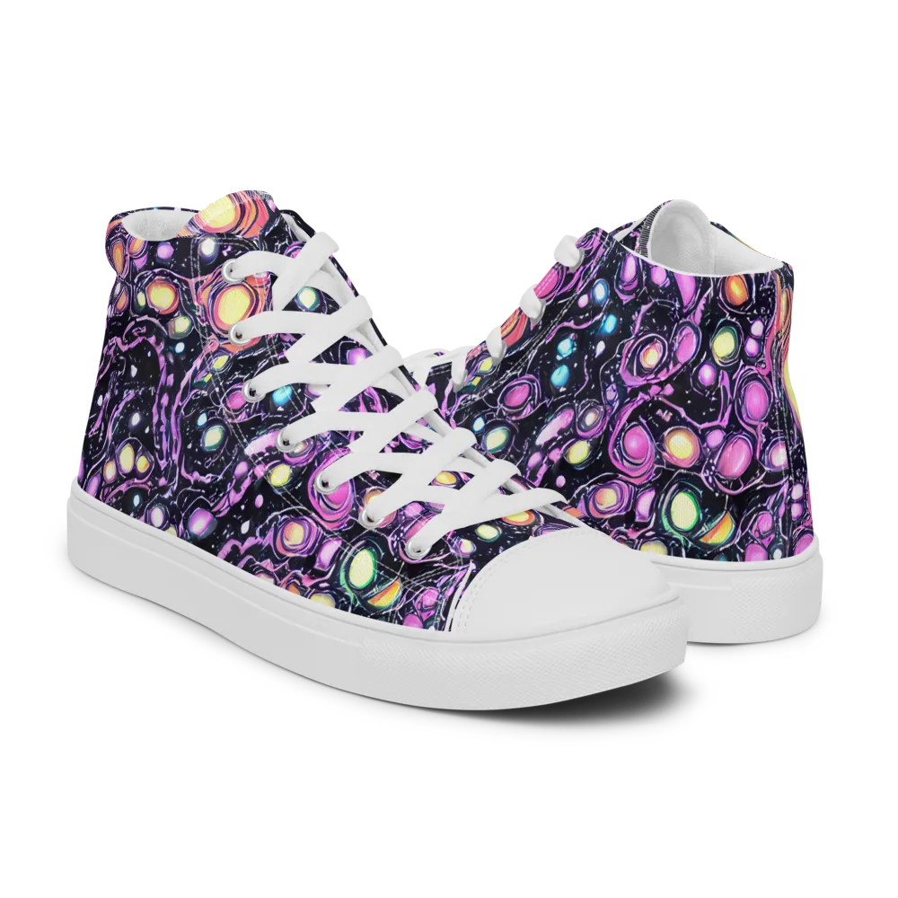 Prismatic Deep on Women's High Top Canvas Shoes — Right