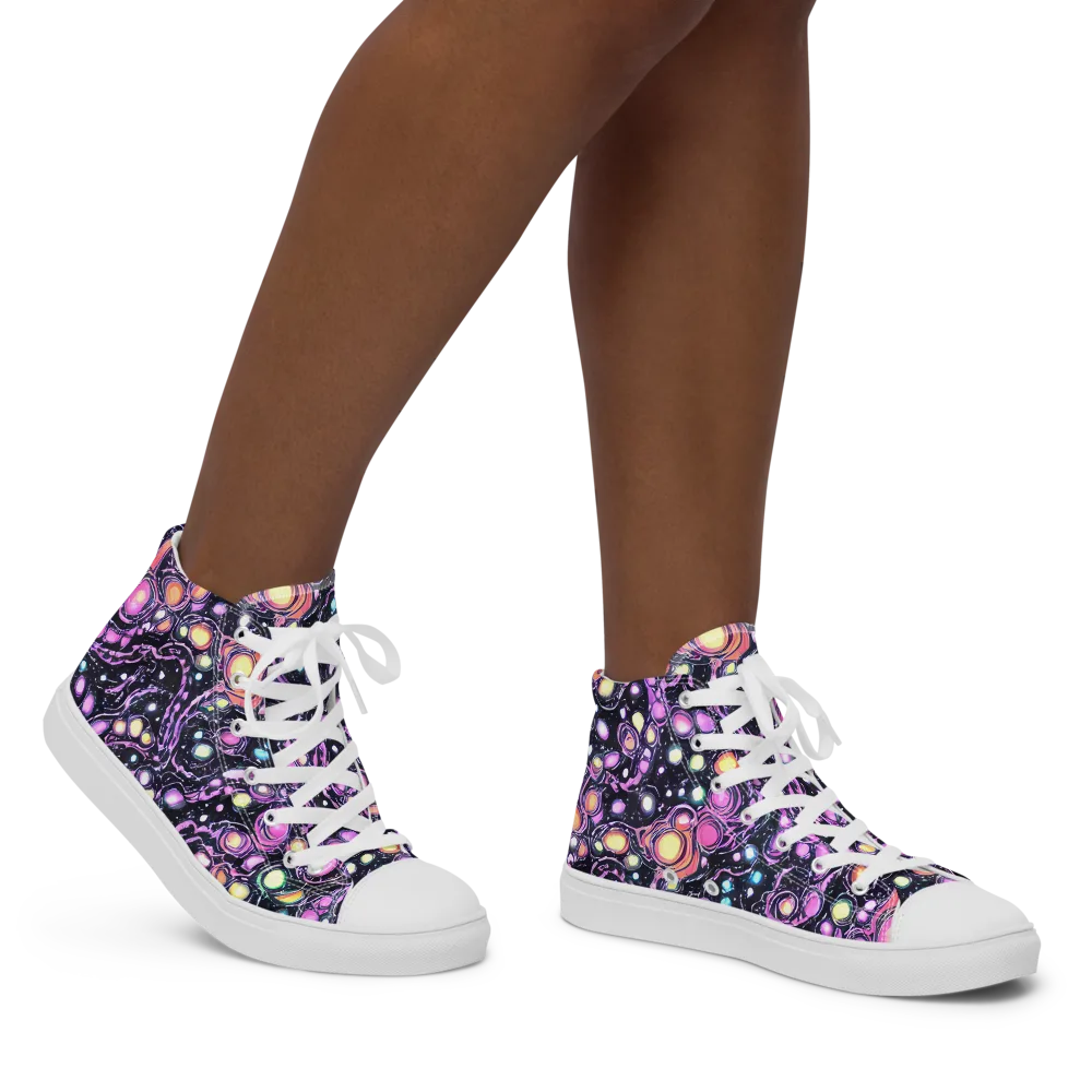 Prismatic Deep on Women's High Top Canvas Shoes — Right
