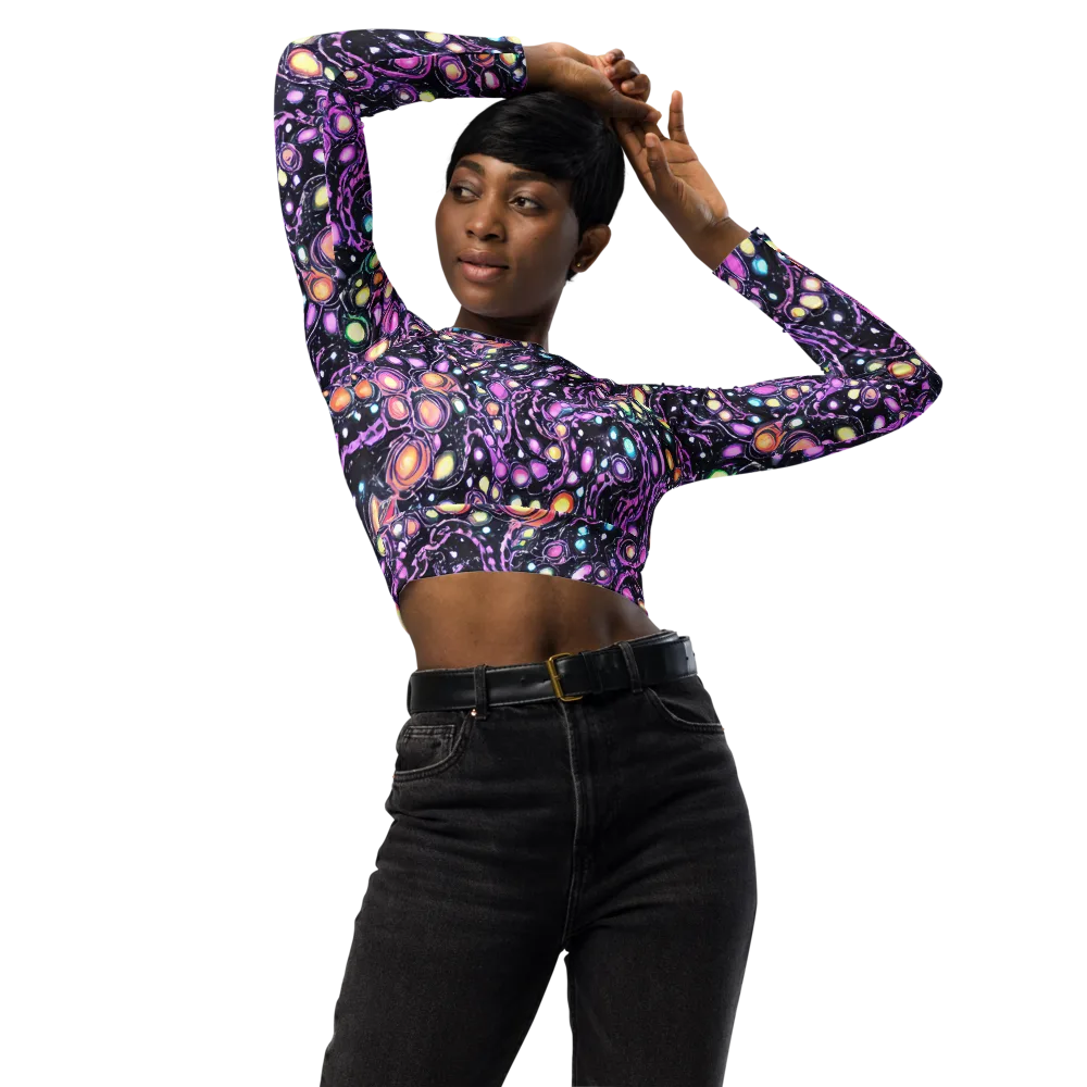 Prismatic Deep on Long Sleeve Crop Top — Front