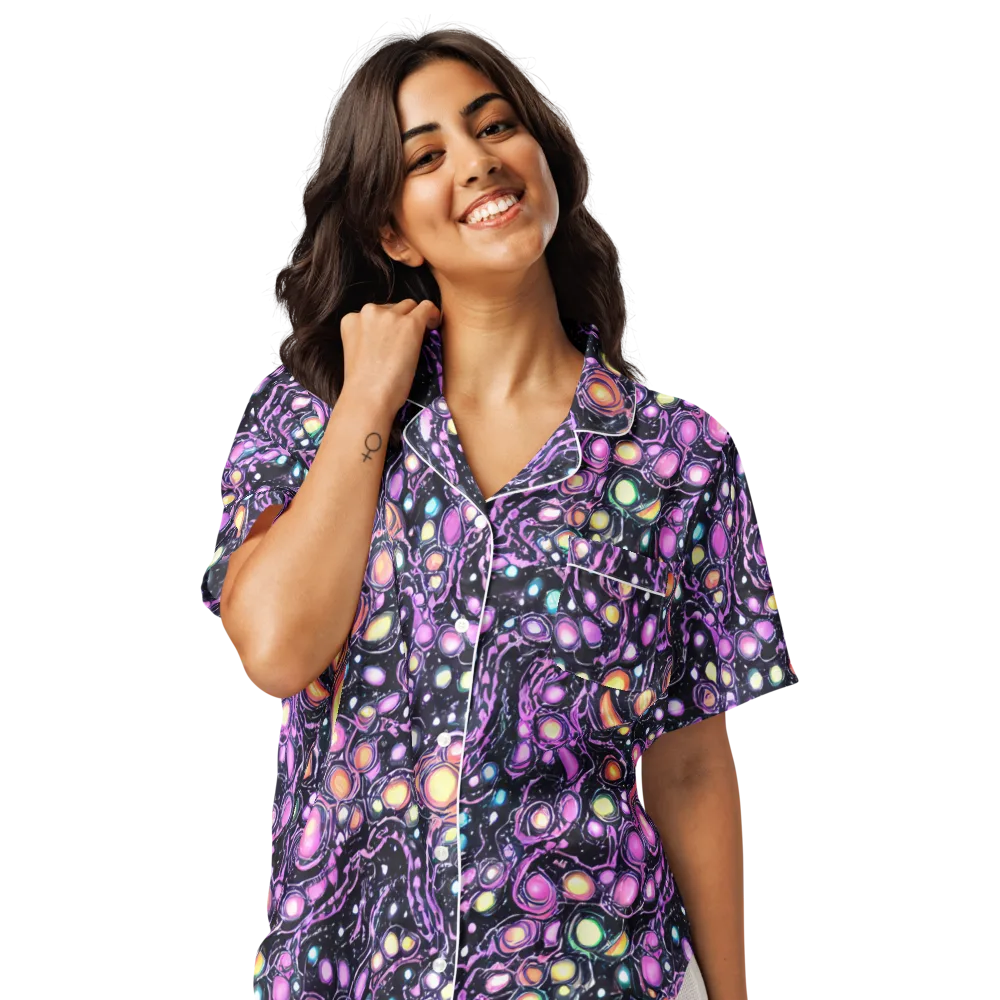 Prismatic Deep on Women's Short Sleeve Pajama Top — Front