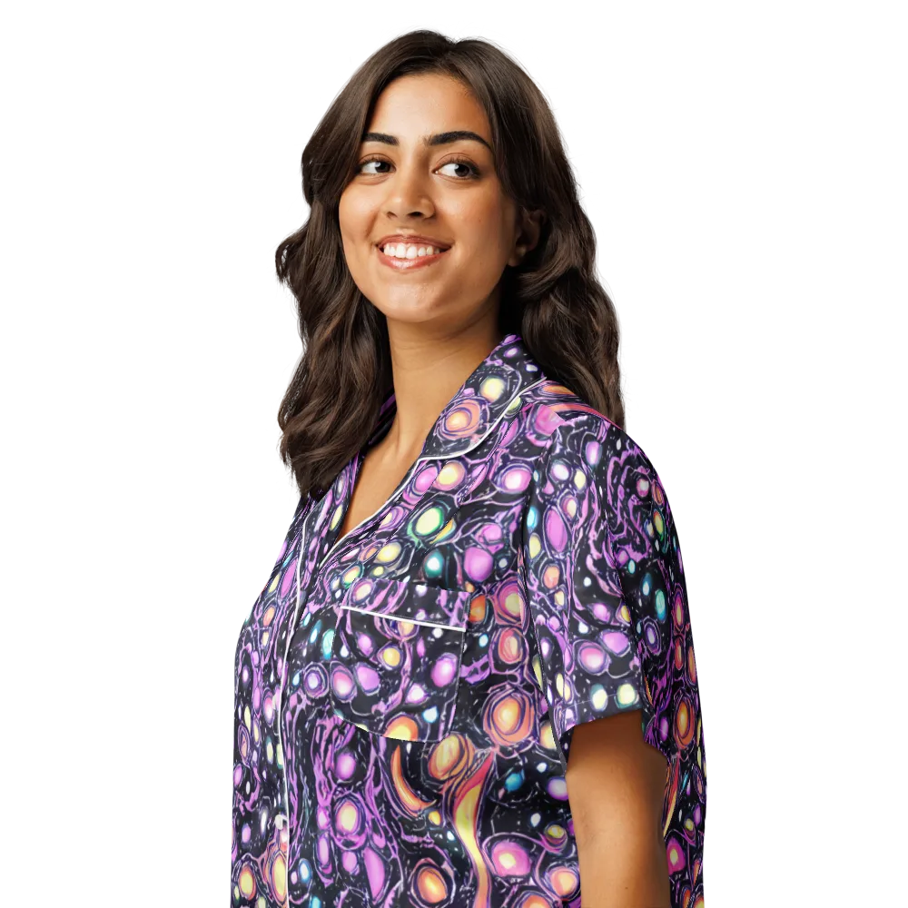 Prismatic Deep on Women's Short Sleeve Pajama Top — Left Front