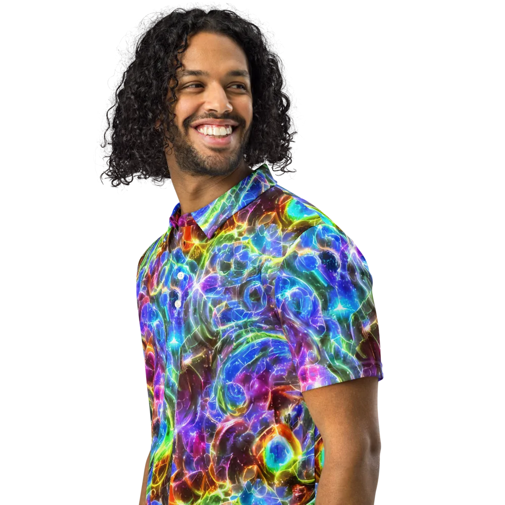 Galaxy Glass on Men's Slim Fit Polo Shirt — Left Front