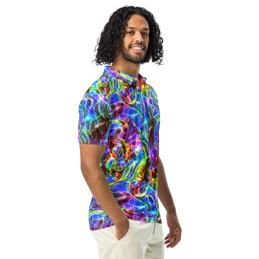 Galaxy Glass on Men's Slim Fit Polo Shirt — Right Front