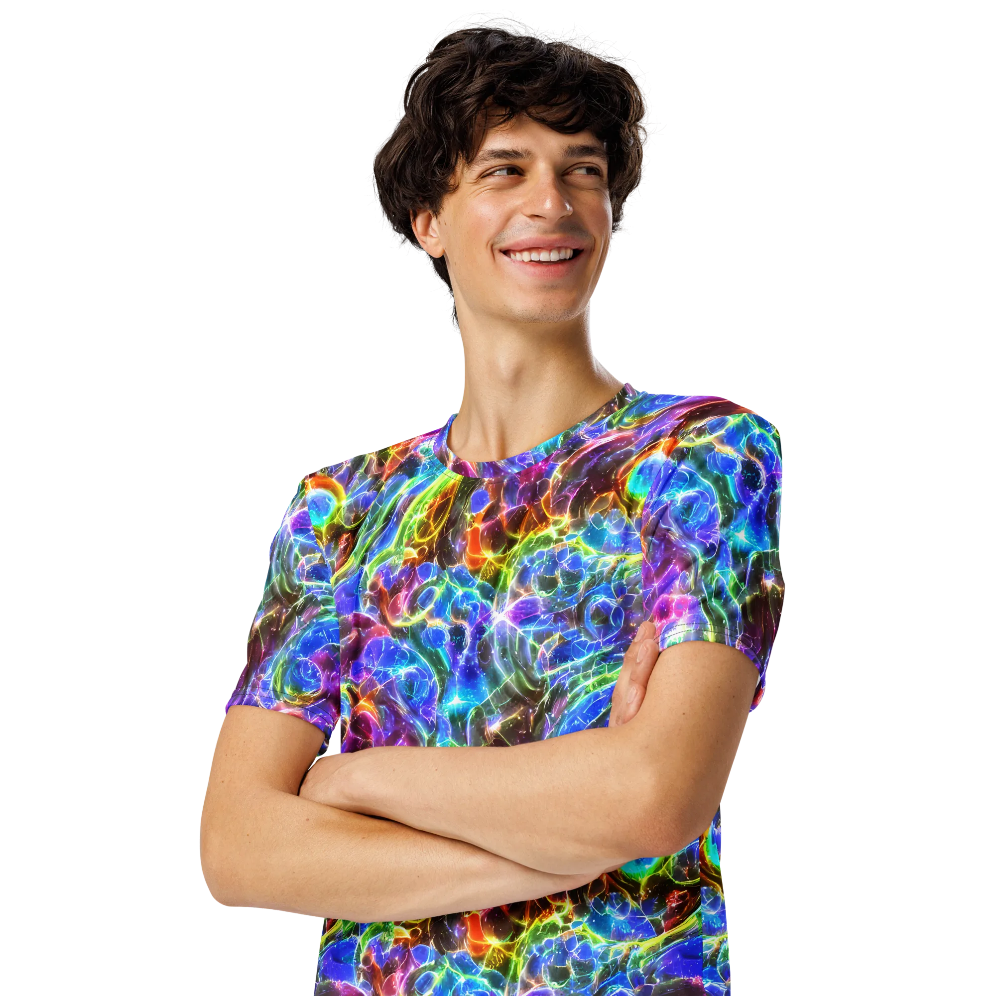 Galaxy Glass on Men's Crew Neck T-Shirt — Left Front