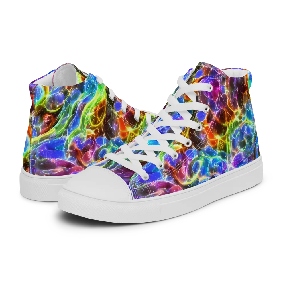 Galaxy Glass on Men's High Top Canvas Shoes — Left