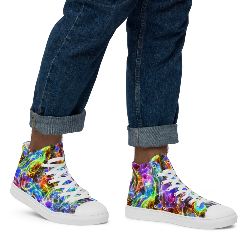 Galaxy Glass on Men's High Top Canvas Shoes — Right