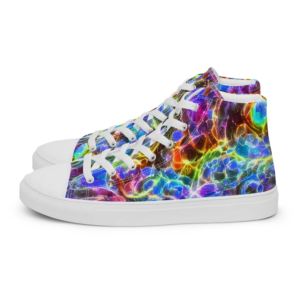Galaxy Glass on Women's High Top Canvas Shoes — Left