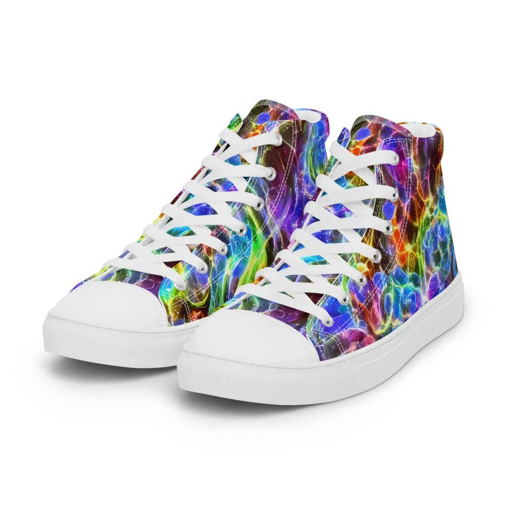 Galaxy Glass on Women's High Top Canvas Shoes — Left Front