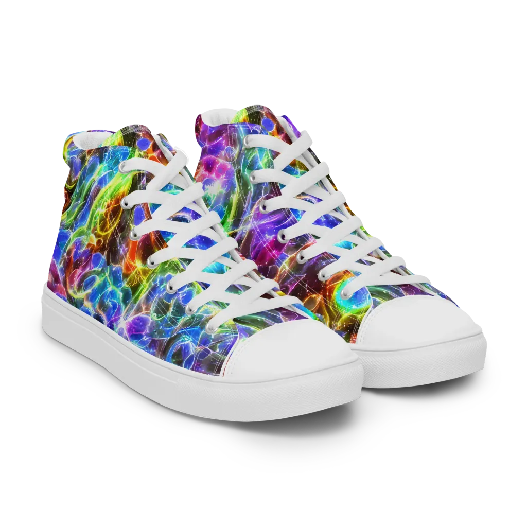 Galaxy Glass on Women's High Top Canvas Shoes — Right Front