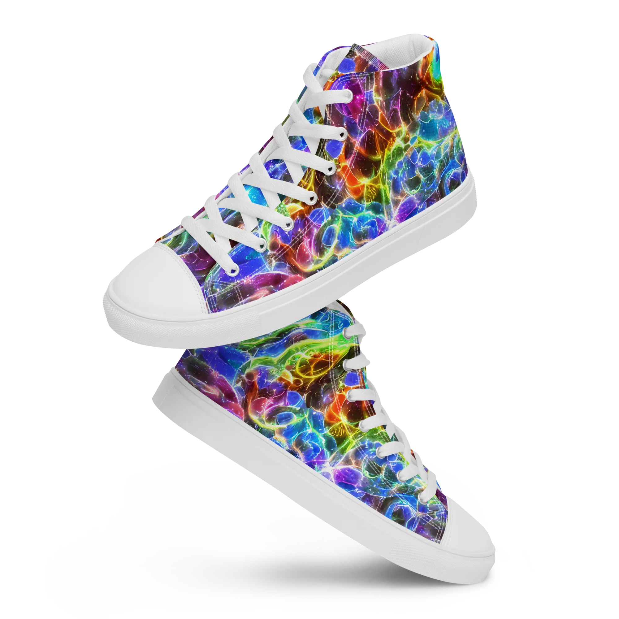 Galaxy Glass on Women's High Top Canvas Shoes — Front