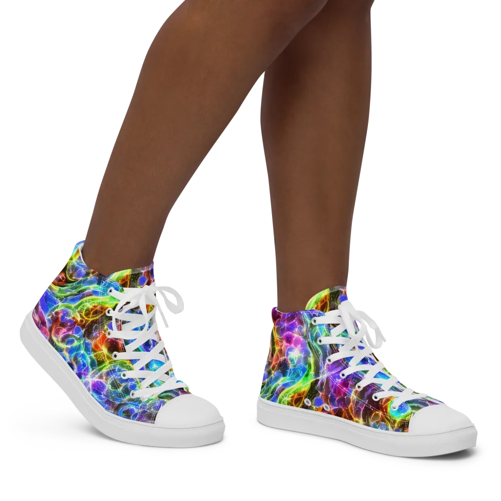 Galaxy Glass on Women's High Top Canvas Shoes — Right