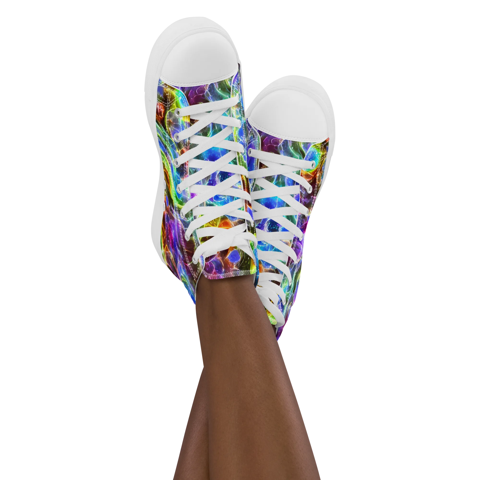 Galaxy Glass on Women's High Top Canvas Shoes — Front