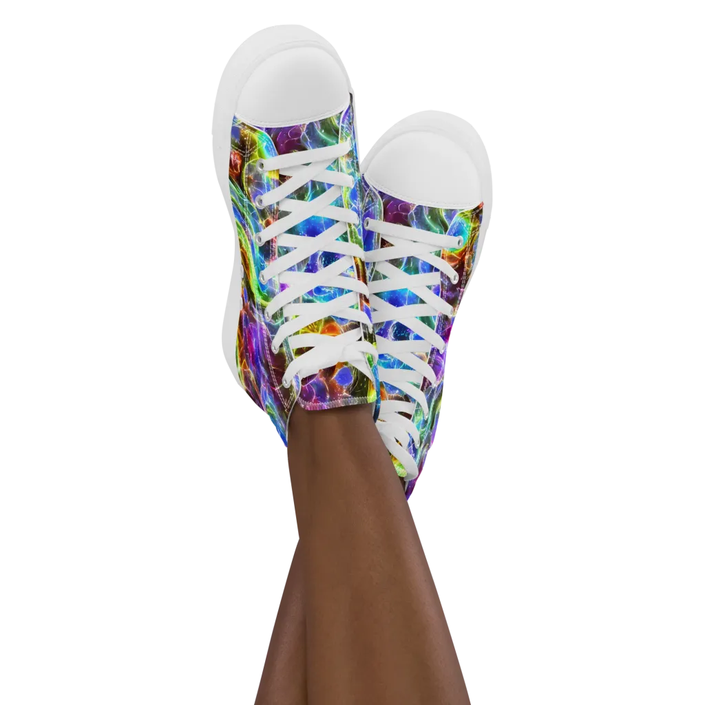 Galaxy Glass on Women's High Top Canvas Shoes — Front