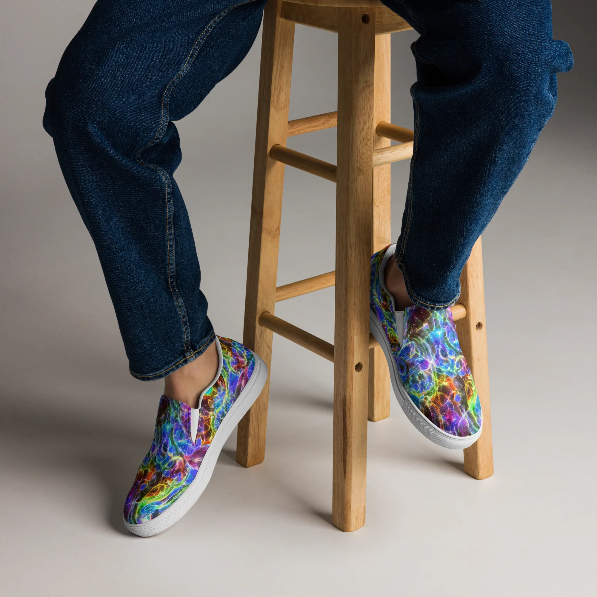 Galaxy Glass on Men's Slip-On Canvas Shoes — Front