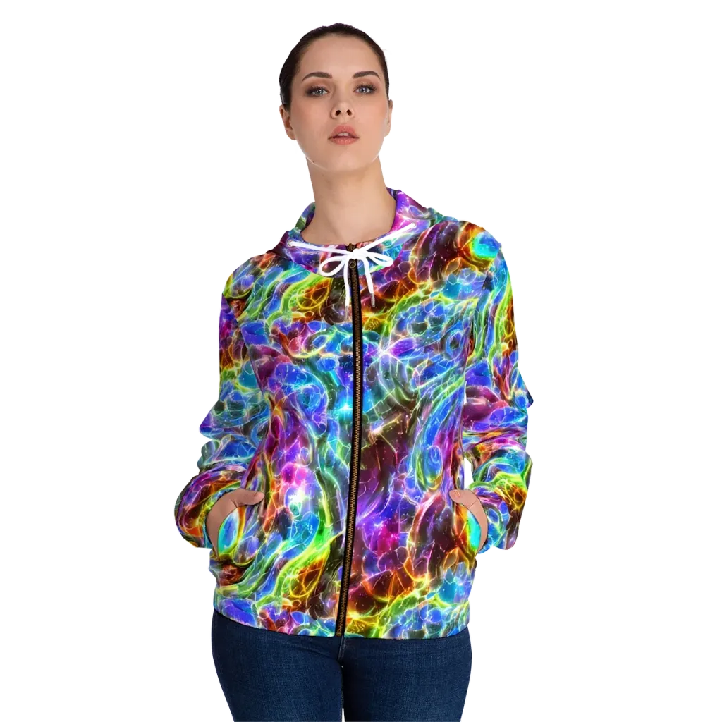 Galaxy Glass on Women's Full-Zip Hoodie — Front On Person