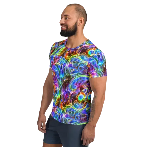 Galaxy Glass on a Men's Athletic T-Shirt