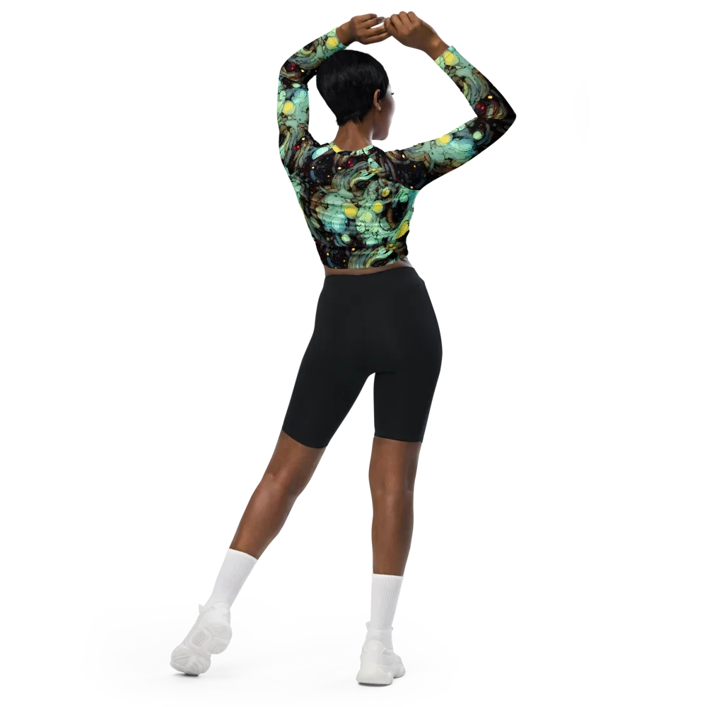 Cavern of Light on Long Sleeve Crop Top — Back