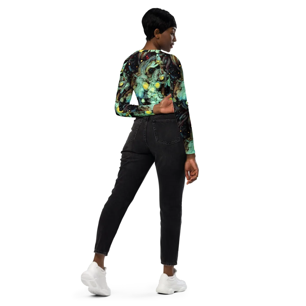 Cavern of Light on Long Sleeve Crop Top — Right Back