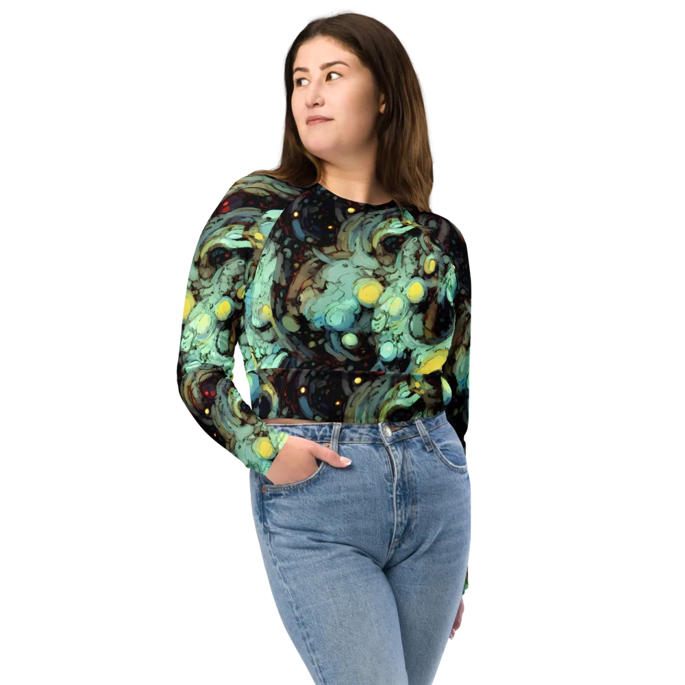 Cavern of Light on Long Sleeve Crop Top — Front