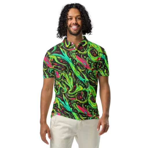 Luminous Ooze on a Men's Slim Fit Polo Shirt