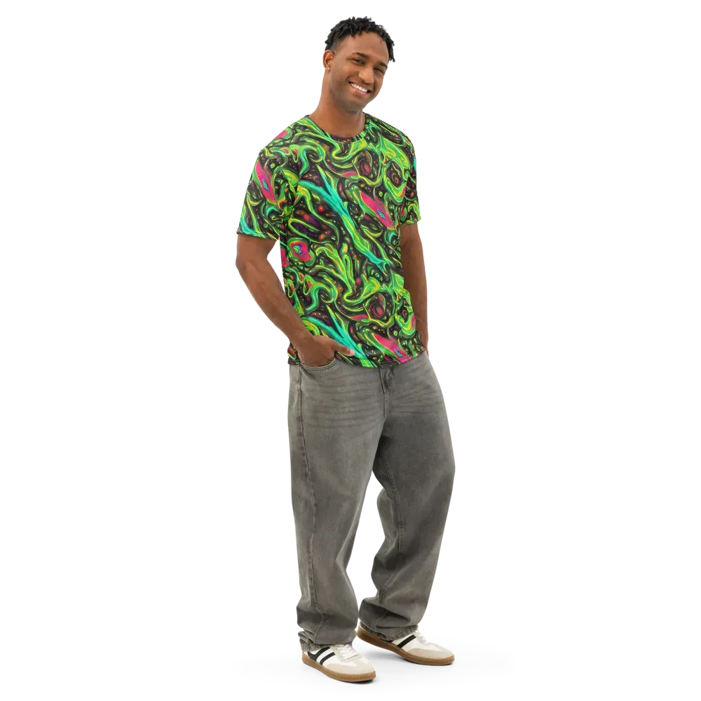 Luminous Ooze on Men's Cotton Crew Neck T-Shirt — Right Front