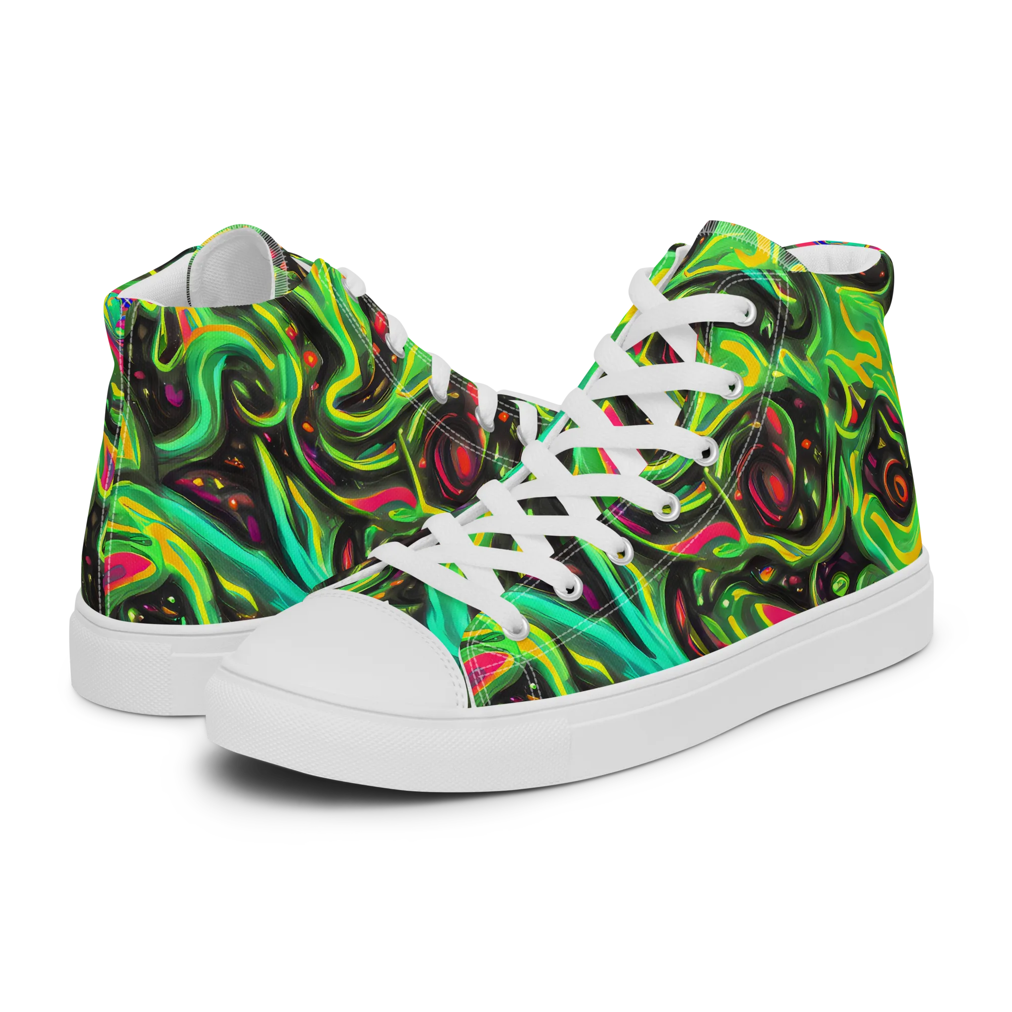 Luminous Ooze on Men's High Top Canvas Shoes — Left