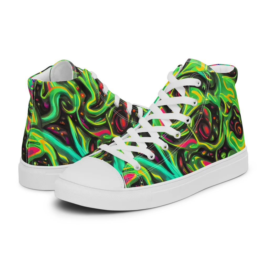 Luminous Ooze on Men's High Top Canvas Shoes — Left