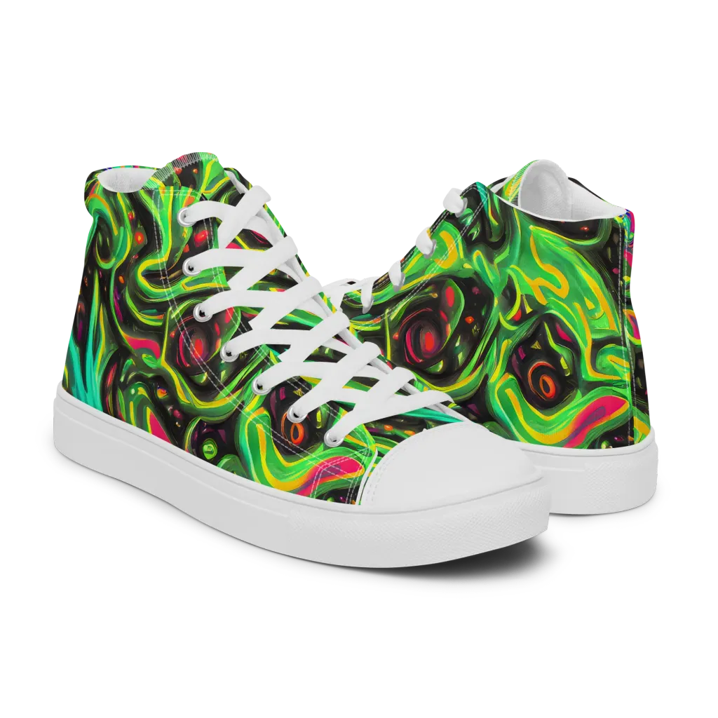 Luminous Ooze on Men's High Top Canvas Shoes — Right