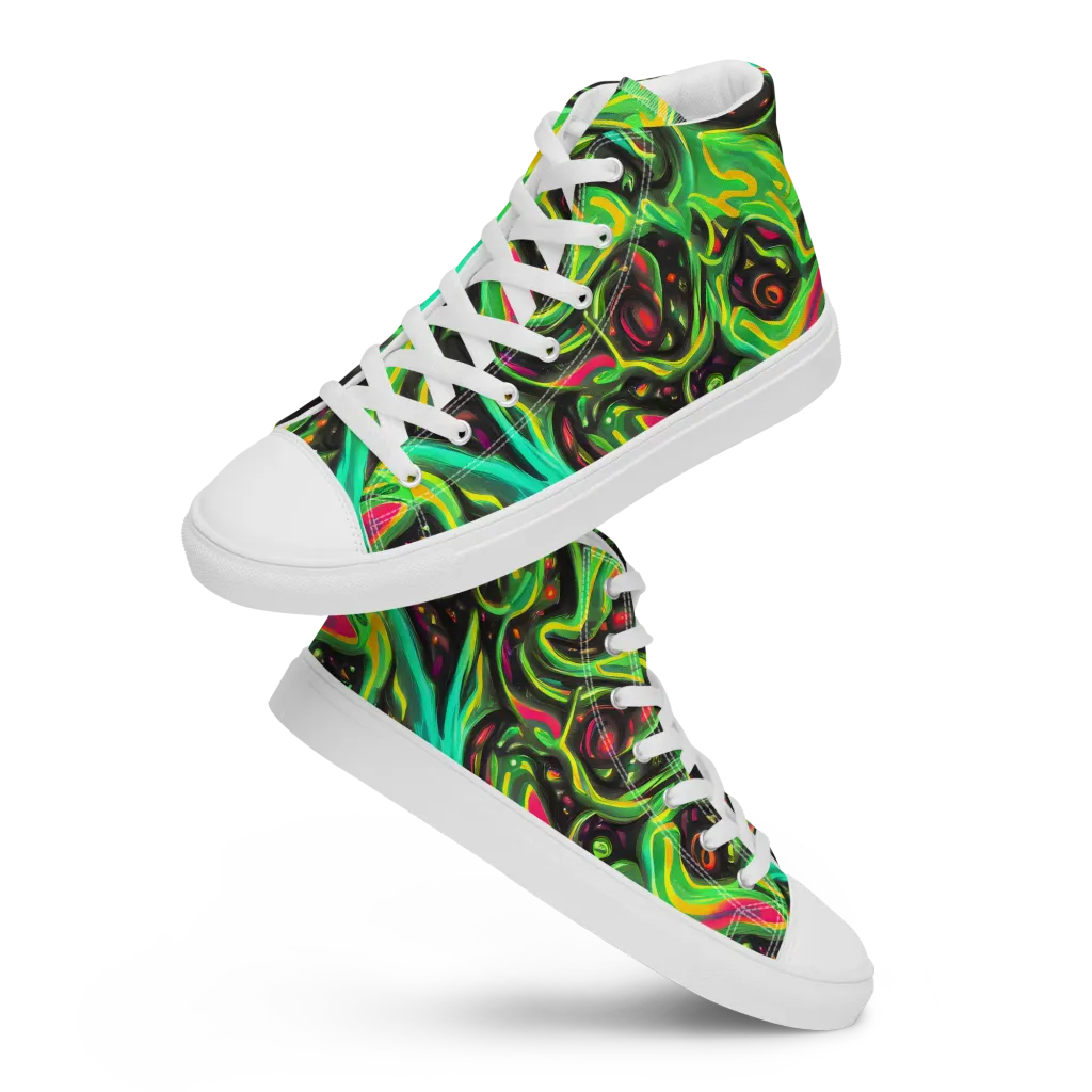 Luminous Ooze on Men's High Top Canvas Shoes — Front