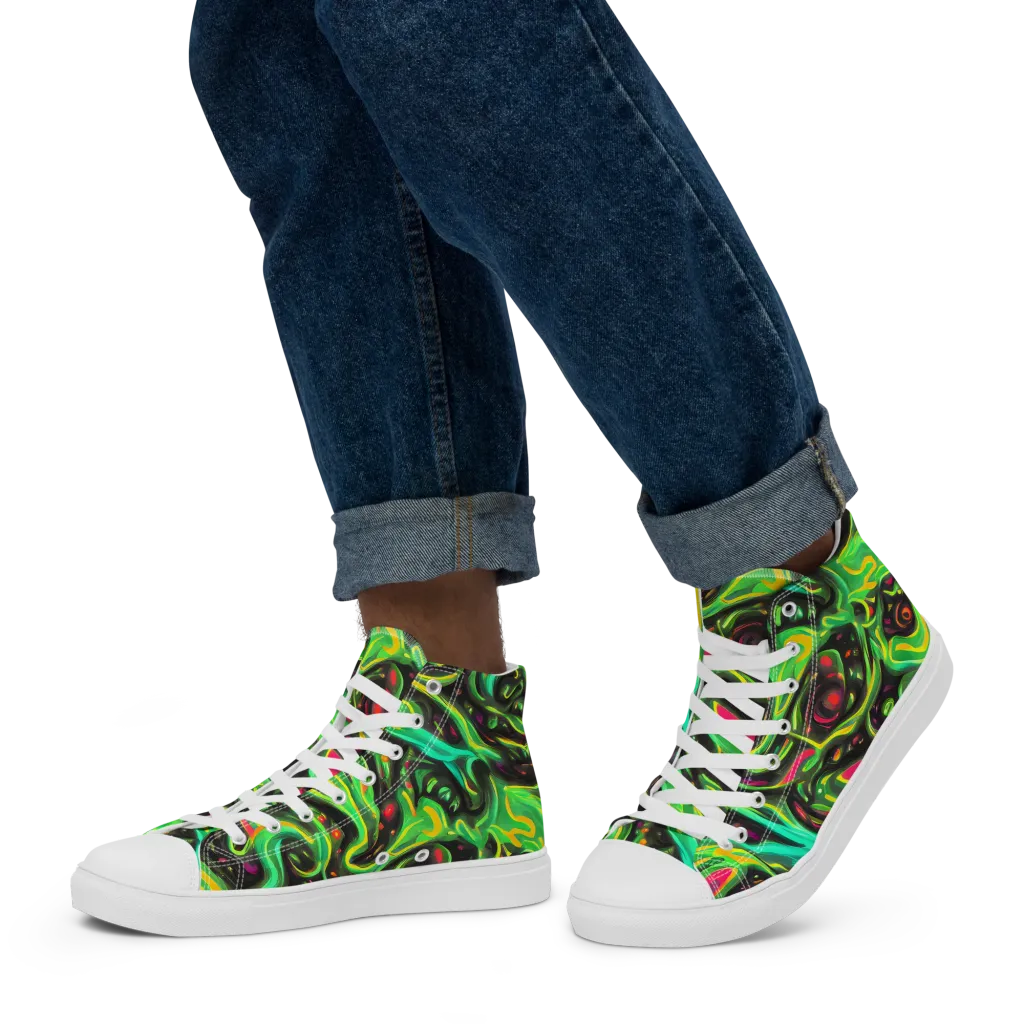 Luminous Ooze on Men's High Top Canvas Shoes — Left