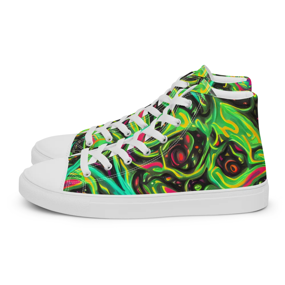 Luminous Ooze on Women's High Top Canvas Shoes — Left