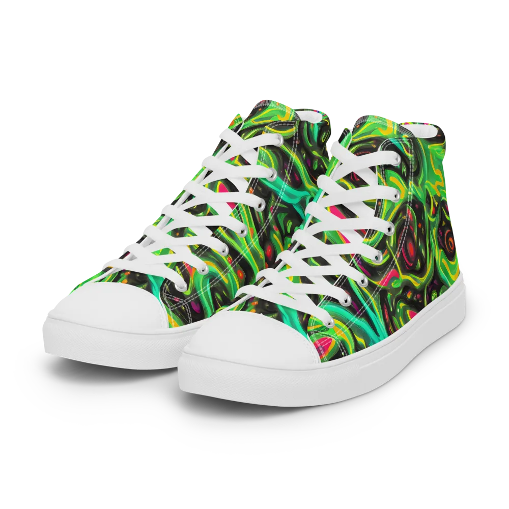 Luminous Ooze on Women's High Top Canvas Shoes — Left Front