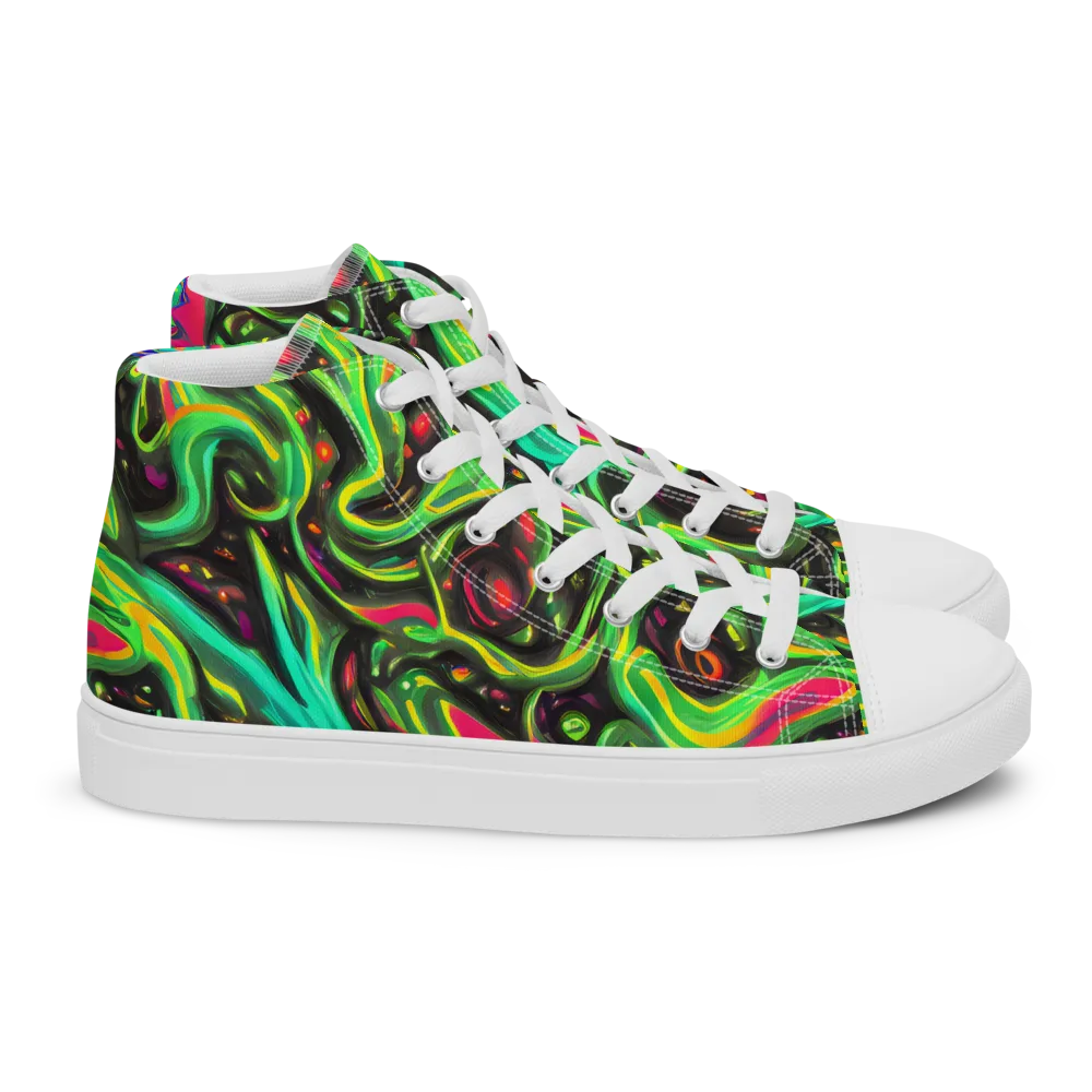 Luminous Ooze on Women's High Top Canvas Shoes — Right