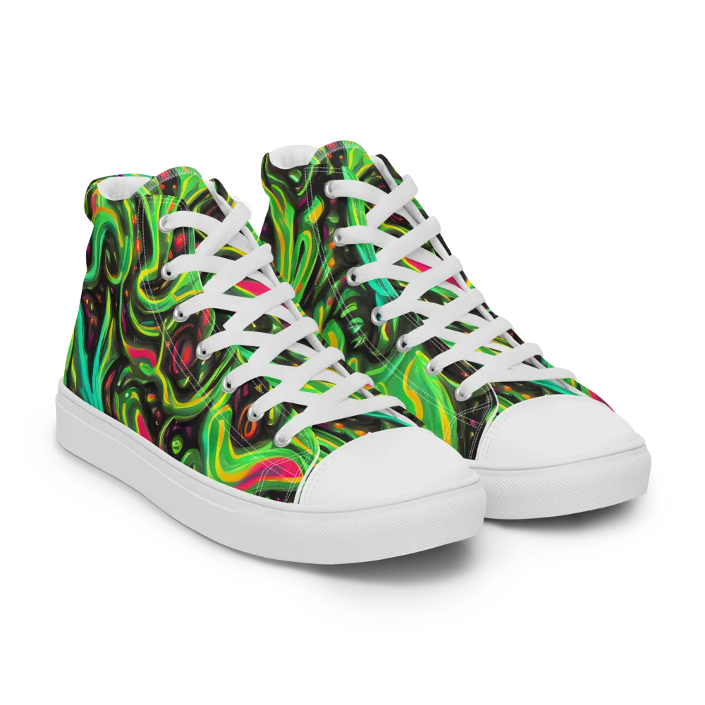 Luminous Ooze on Women's High Top Canvas Shoes — Right Front