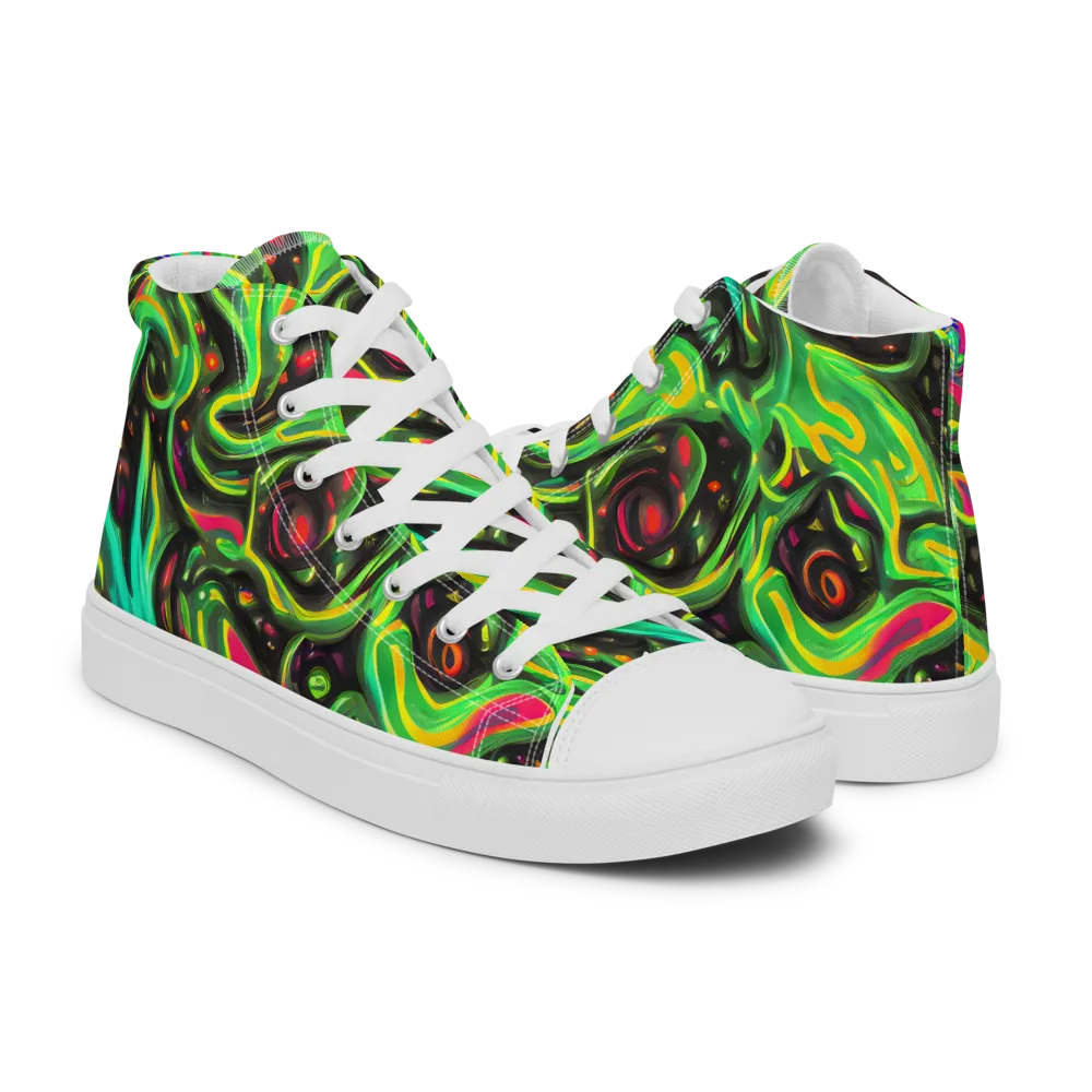 Luminous Ooze on Women's High Top Canvas Shoes — Right