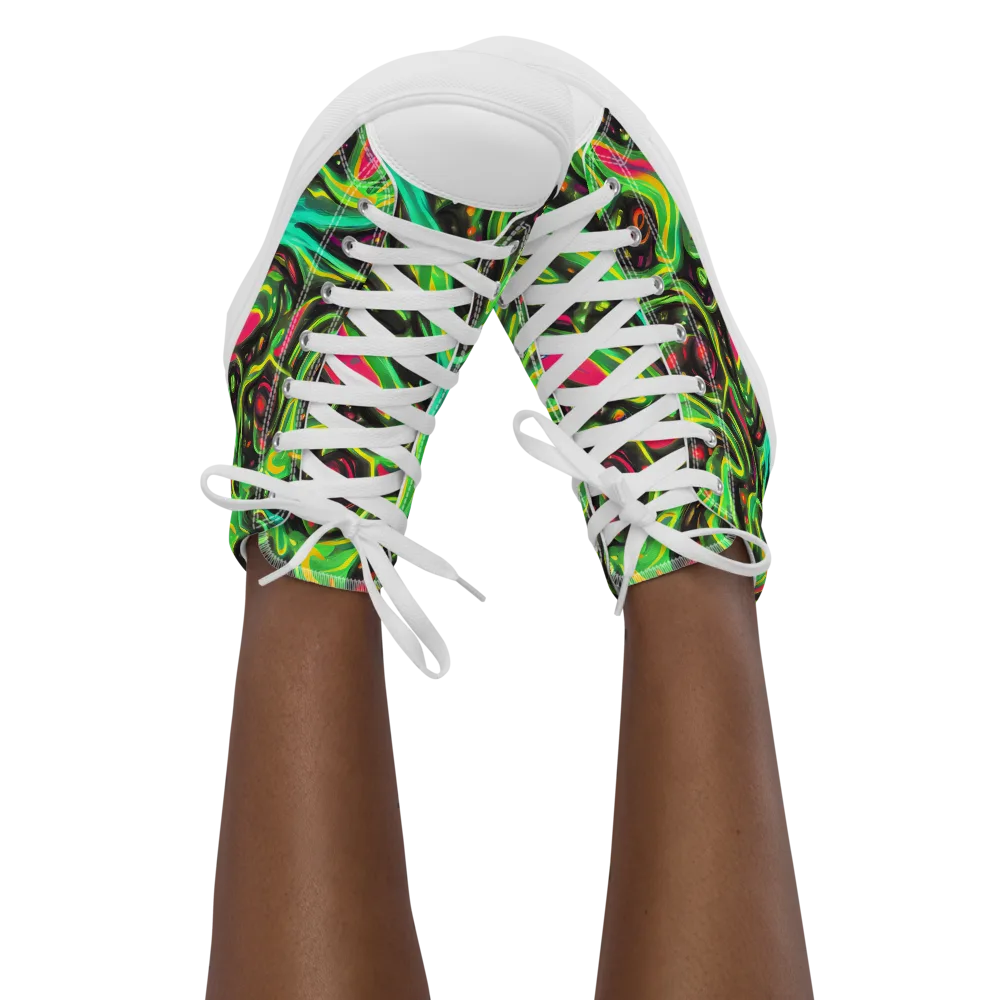 Luminous Ooze on Women's High Top Canvas Shoes — Front