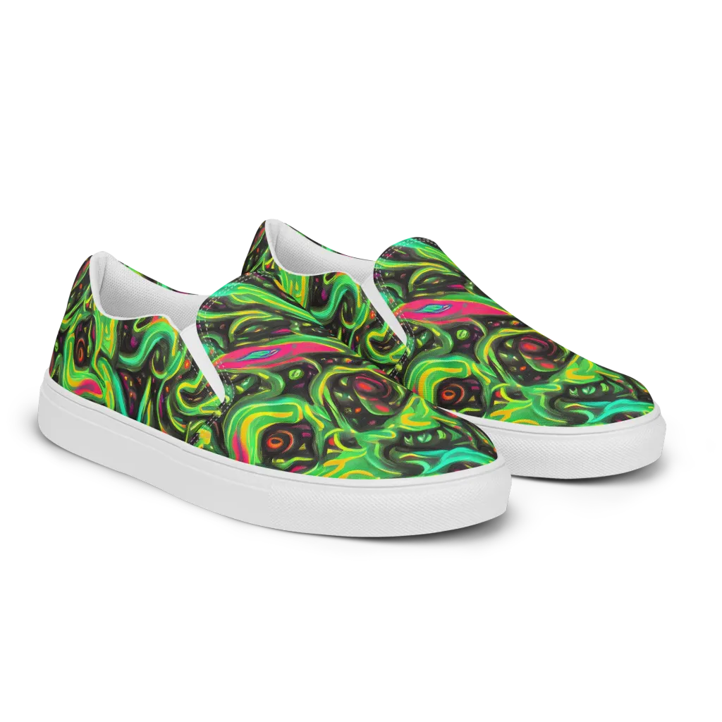 Luminous Ooze on Men's Slip-On Canvas Shoes — Right Front